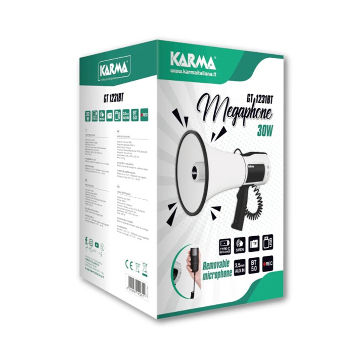 Megafone Karma 30W (Ref. KXEG0KARMA) - Vista 3 Equipamento JCR