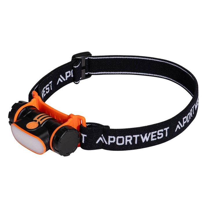 Laterna de cabeça Portwest PA70 | LED recarregável USB (Ref. KXPW00PA70) - Equipamento de Proteção Individual JCR