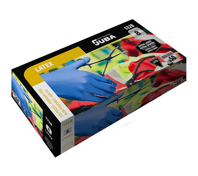 Luvas Juba latex s/ pó 532B (Ref. LJBD00532B) - Vista 2 Equipamento JCR