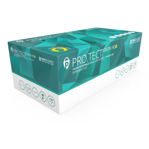 Luvas descartável nitrilo Protec Green HD (Ref. LNID0GA008) - Equipamento de Proteção Individual JCR
