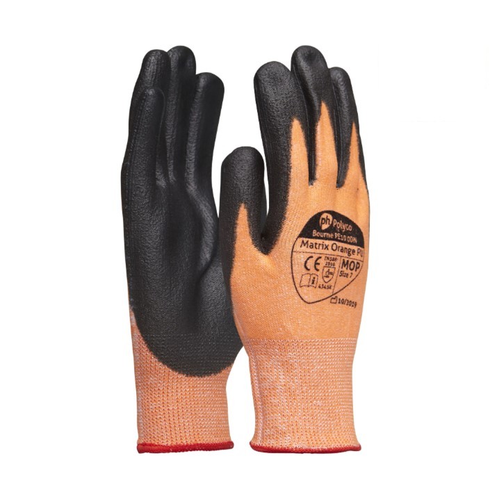 Luvas Polyco Matrix Orange PU nº8 (Ref. LPO000MPO-08) - Equipamento de Proteção Individual JCR