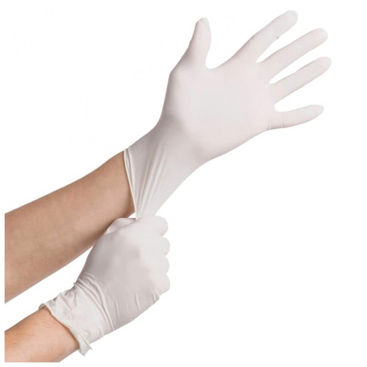 Luvas de latex Descartável c/pó cx100 S (Ref. LSPL10101-0S) - Equipamento de Proteção Individual JCR