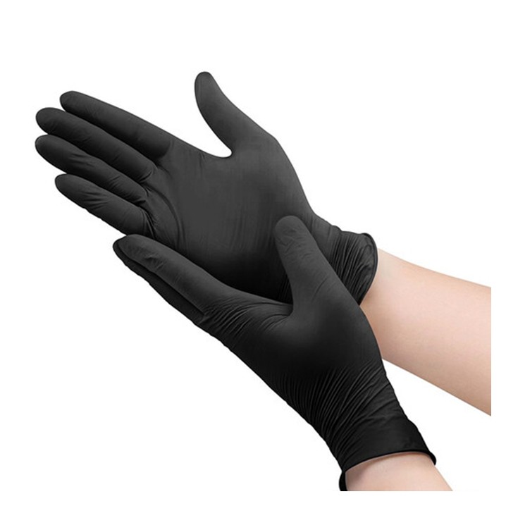 Luvas de Nitrilo Preto Descartável s/pó cx100, XL (Ref. LSPNTP100-XL) - Equipamento de Proteção Individual JCR