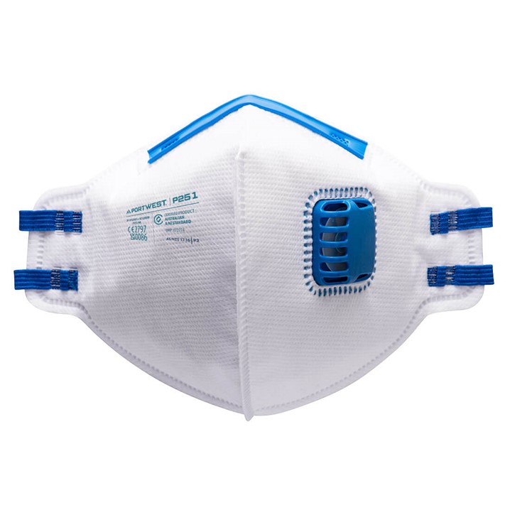 Máscara descartável Portwest c/ válvula P251 | FFP2 (Ref. MPW000P251) - Equipamento de Proteção Individual JCR