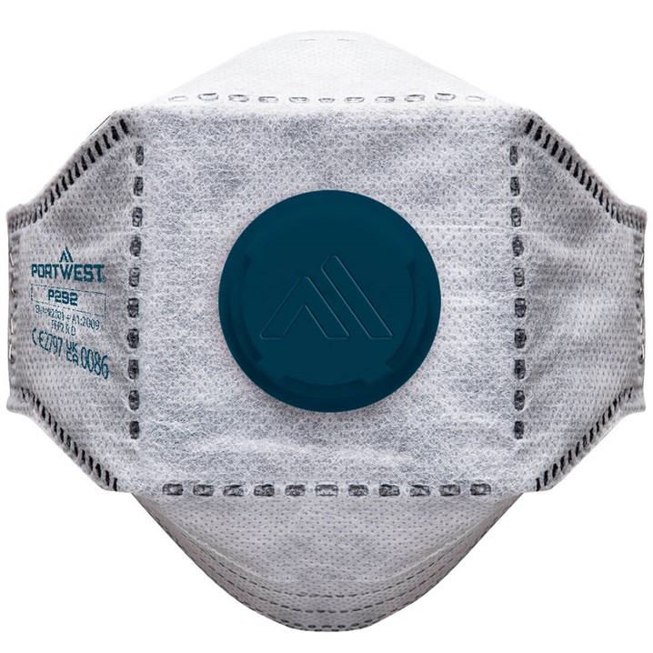 Máscara descartáv Portwest c/ válvula P292 | FFP2 anti-odor (Ref. MPW000P292) - Equipamento de Proteção Individual JCR