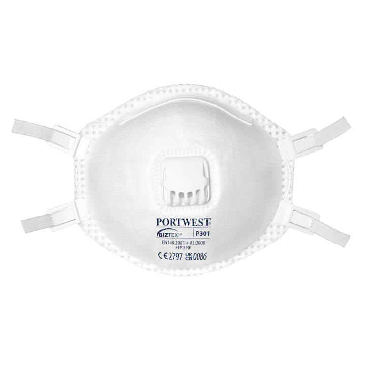 Máscara descartável Portwest c/ válvula P301 | FFP3 (Ref. MPW000P301) - Equipamento de Proteção Individual JCR