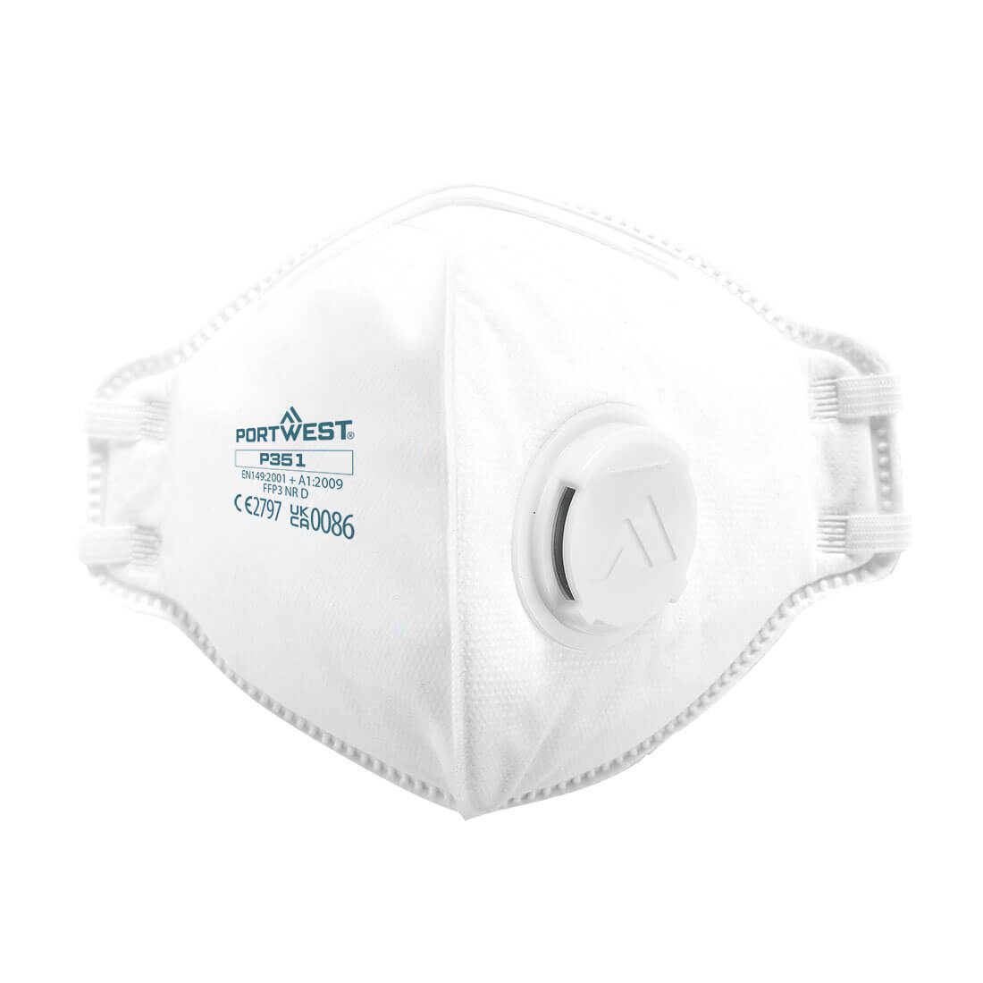 Máscara descartável Portwest c/ válvula P351 | FFP3 (Ref. MPW000P351) - Equipamento de Proteção Individual JCR