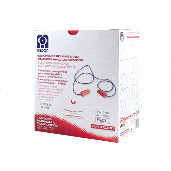Tampão Medop Murmullo c/cordão (Ref. PMD910351) - Equipamento de Proteção Individual JCR