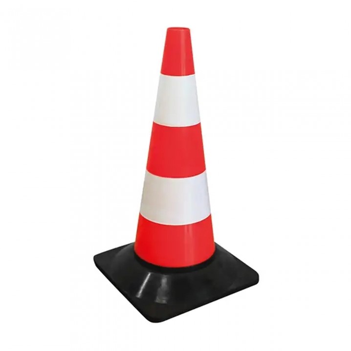 Cone sinalização vermelho/branco em Polietileno | 50cm (Ref. SFI1101002) - Equipamento de Proteção Individual JCR