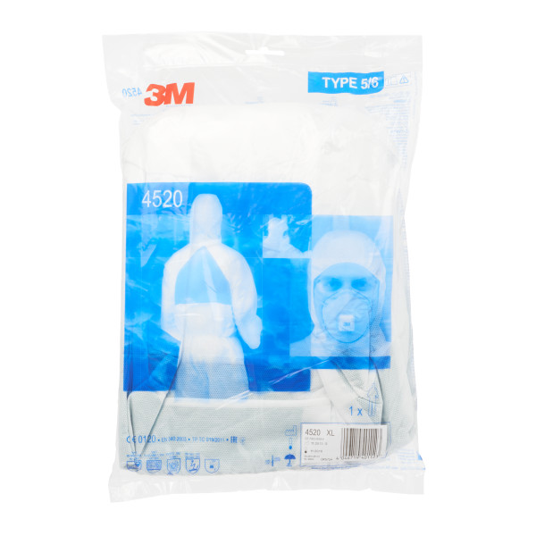 Fato de proteção branco/verde 3M 4520 tipo 5/6 (Ref. VF3M04520) - Vista 3 Equipamento JCR