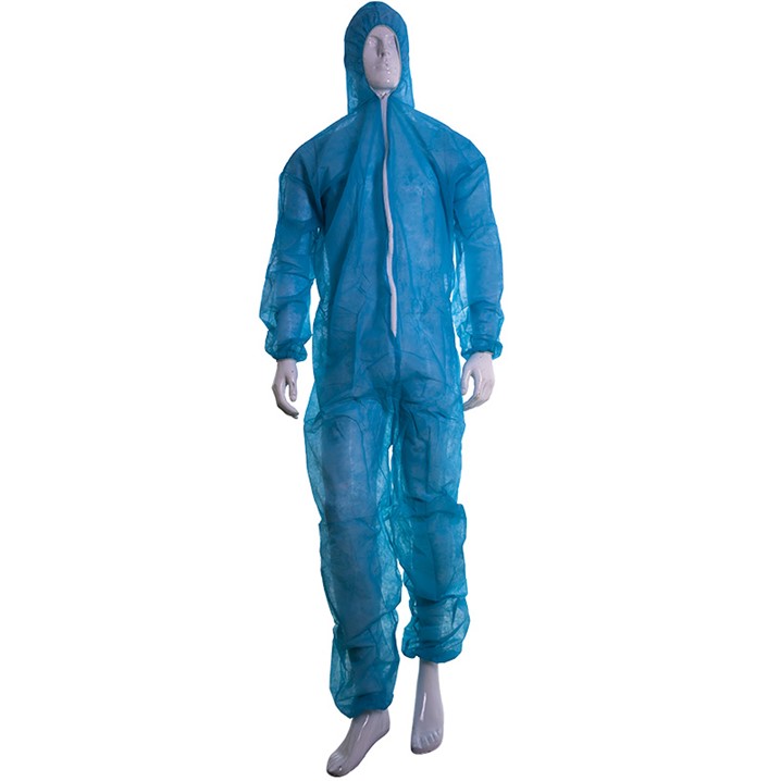 Fato descartável azul em PP (35g) c/capuz (Ref. VFLU001040) - Equipamento de Proteção Individual JCR