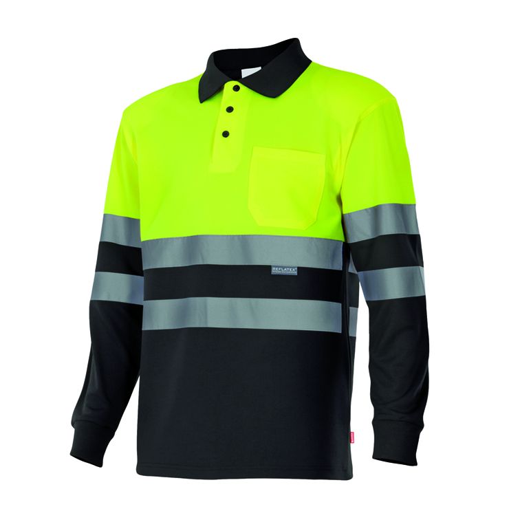 Polo Velilla alta visibilidade bicolor m/comprida P175 (Ref. VXVL00P175) - Equipamento de Proteção Individual JCR